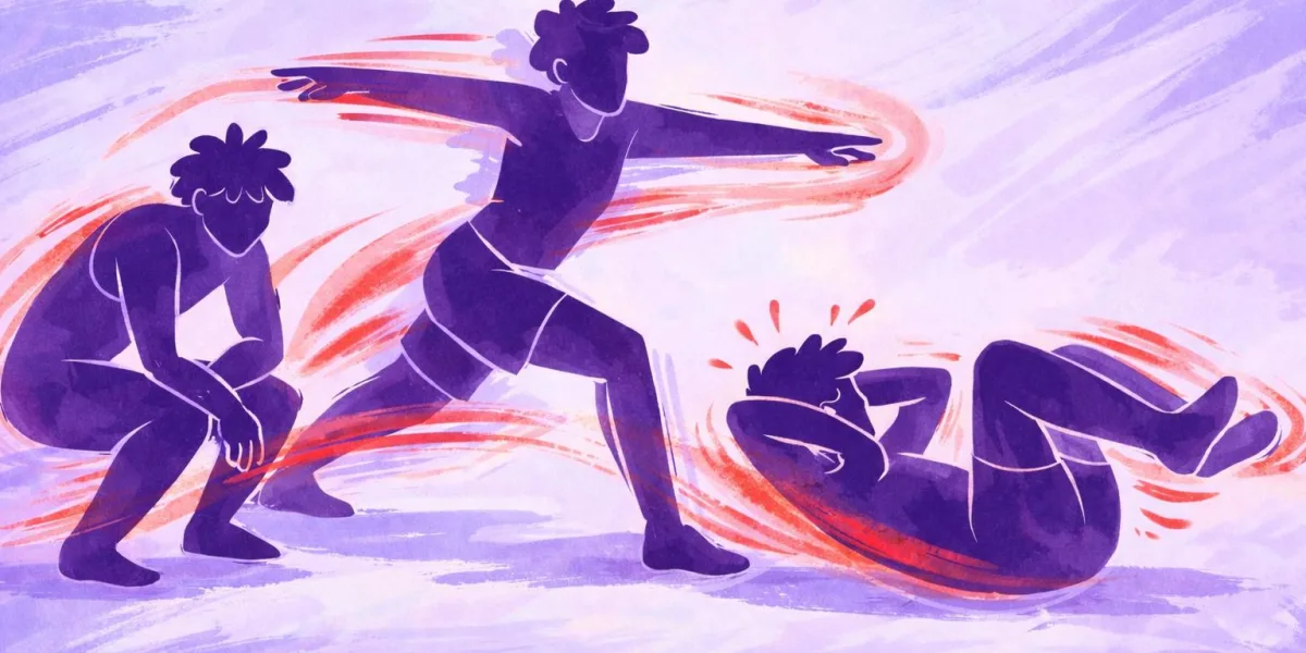 Zeichnung von Personen in Bewegung.