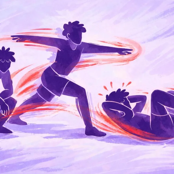 Zeichnung von Personen in Bewegung.